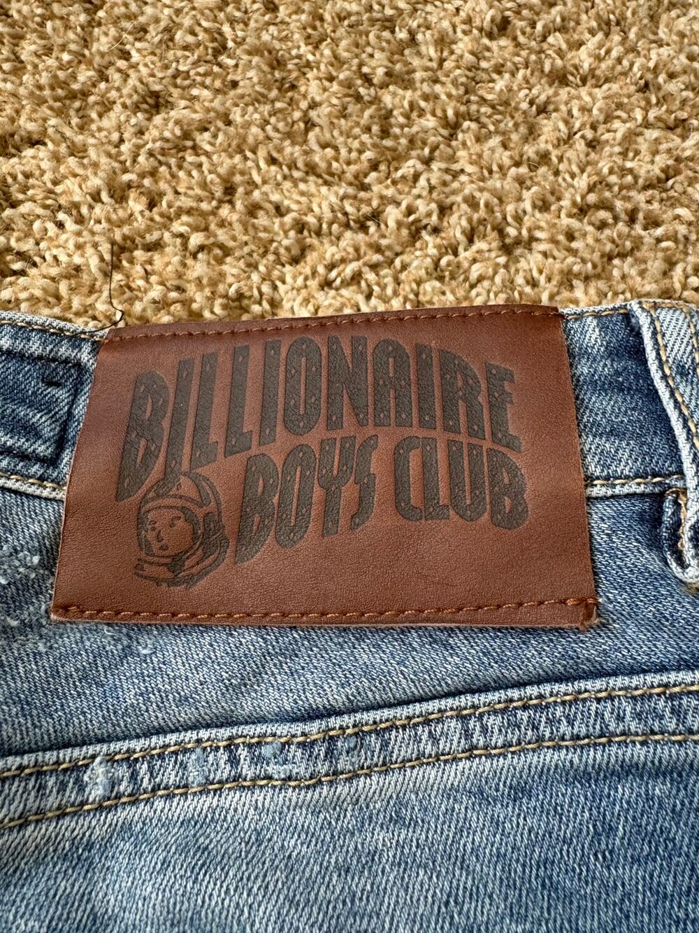 Billionaire Boys Club Distressed Graphic Patchwork Denim Jeans Mens Size 32 Y2K